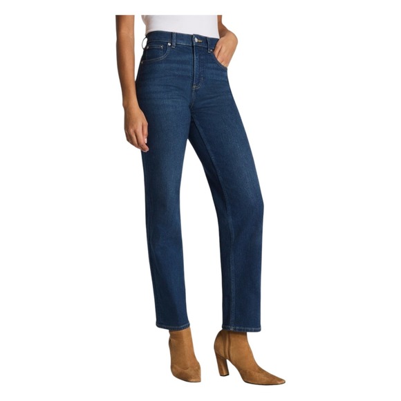 SPANX Denim - Spanx Mid-Rise 90s Straight Leg Jeans  360 Panel Tummy Control Denim Large Tall